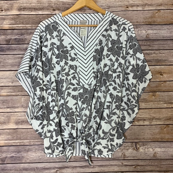 Chico's Tops - CHICO’s paisley floral black & white tie blouse Chico's Tops - CHICO’s paisley floral black & white tie blouse